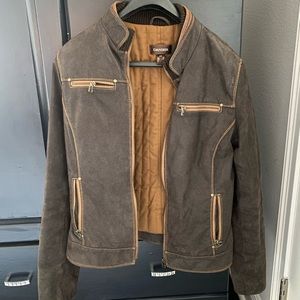 Damier genuine soft leather motorcycle jacket